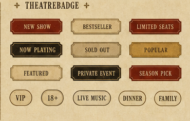 Generated board showing theatre badge and status label variants